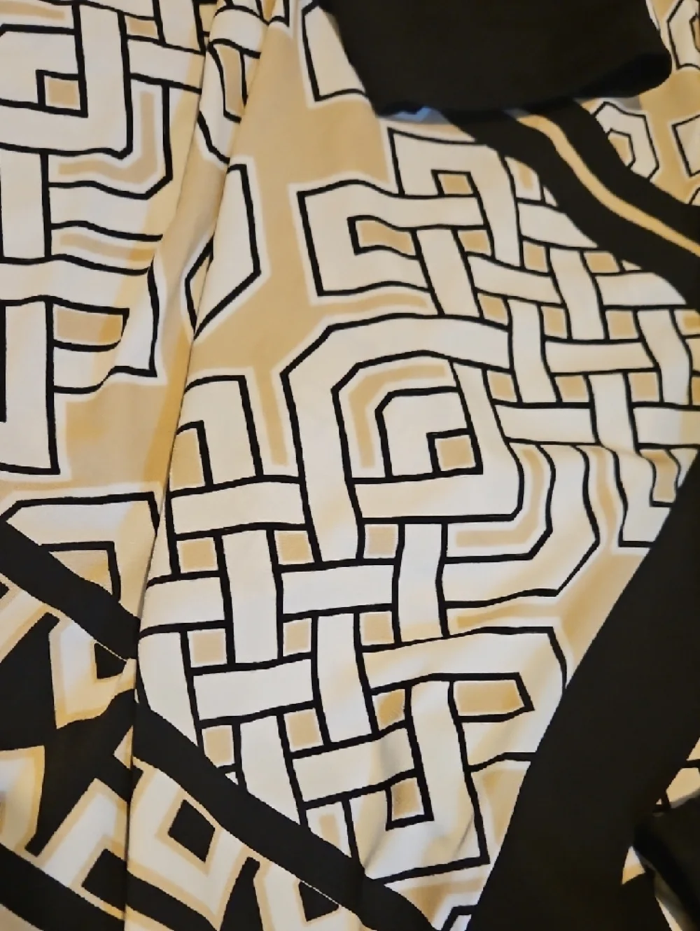 Susan Graver Black and Beige Geometric Print Blouse Tank And Cover Set - Picture 4 of 4